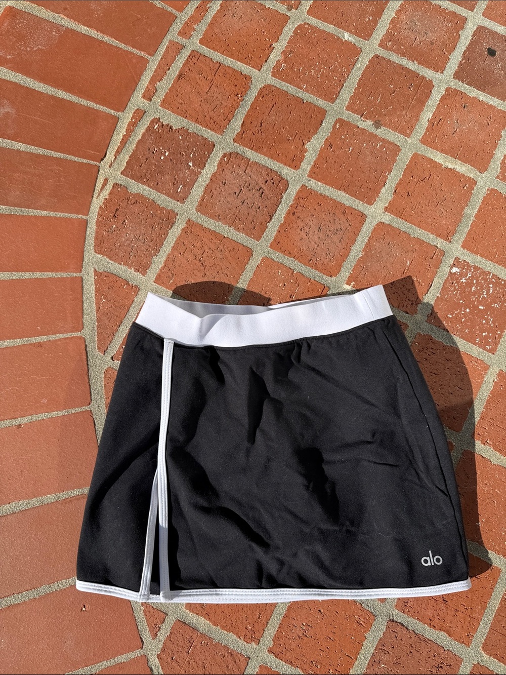 ALO Yoga Black Mini Skort with White Trim